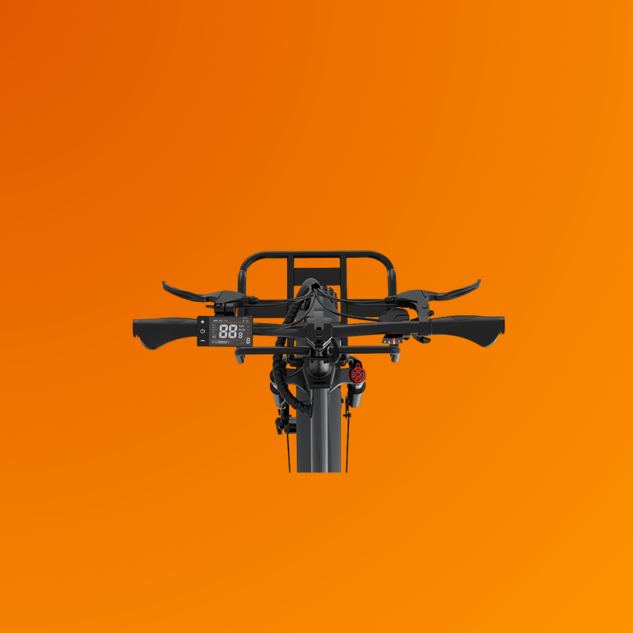 KLX-X16 — rear three-quarter view, rack and front basket